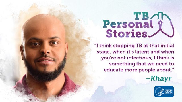 Promotional graphic for Khayr's TB Personal Story.